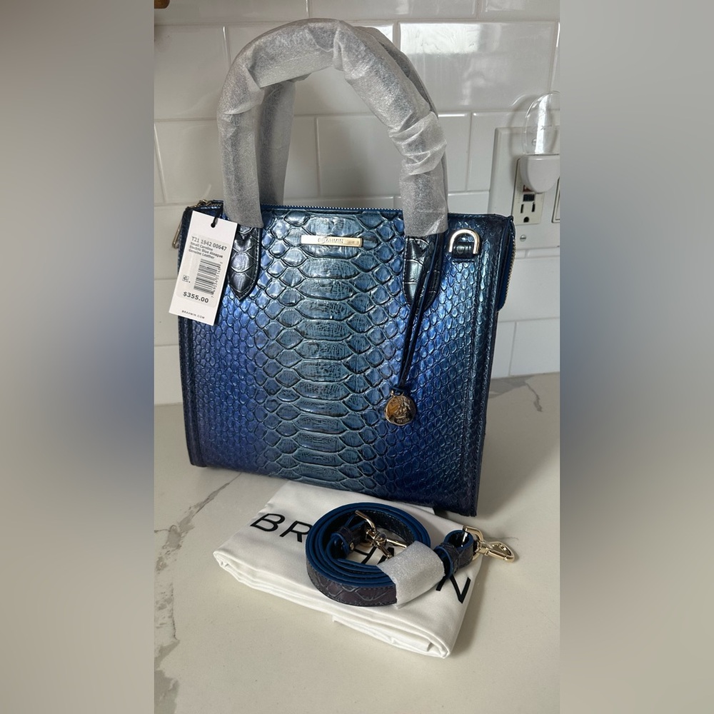 Brahmin small Caroline Electric Blue Genuine Leather Handbag